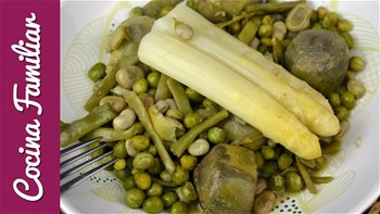 Menestra de verduras y cordero asado en cazuela Receta de Javier Romero